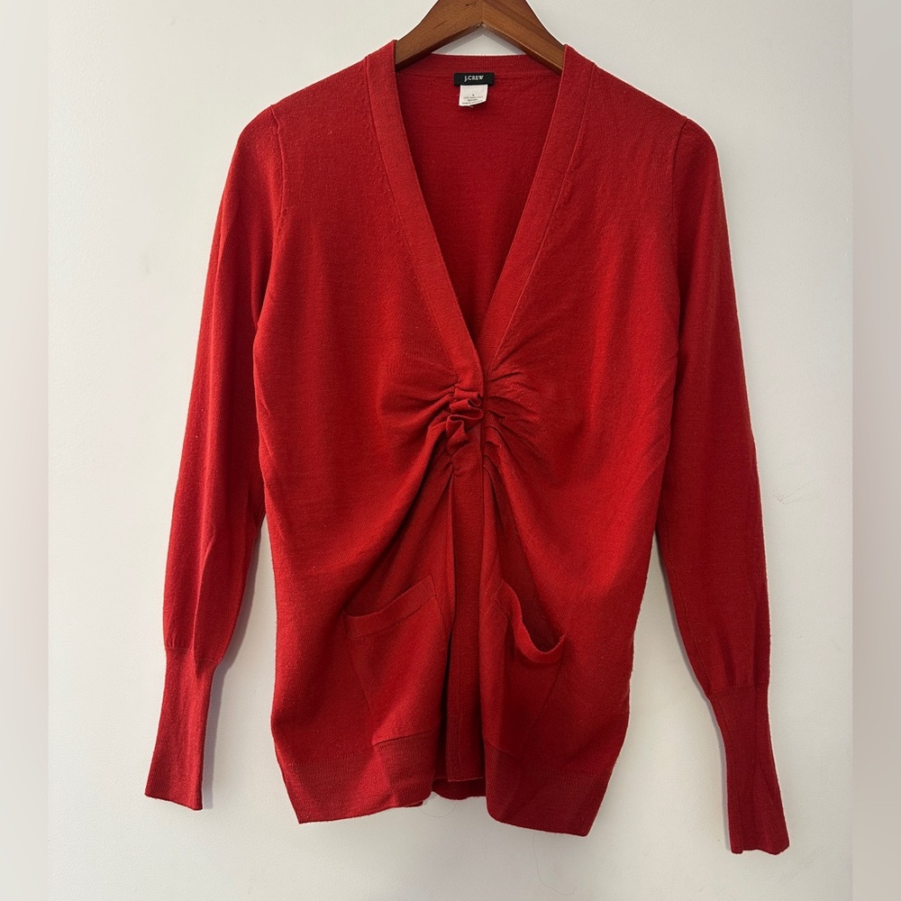 J.Crew Merino Ruffled Strata Cardigan